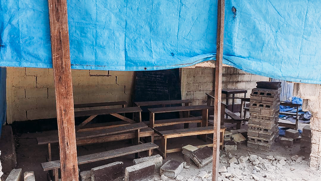School in Haiti made of tarps